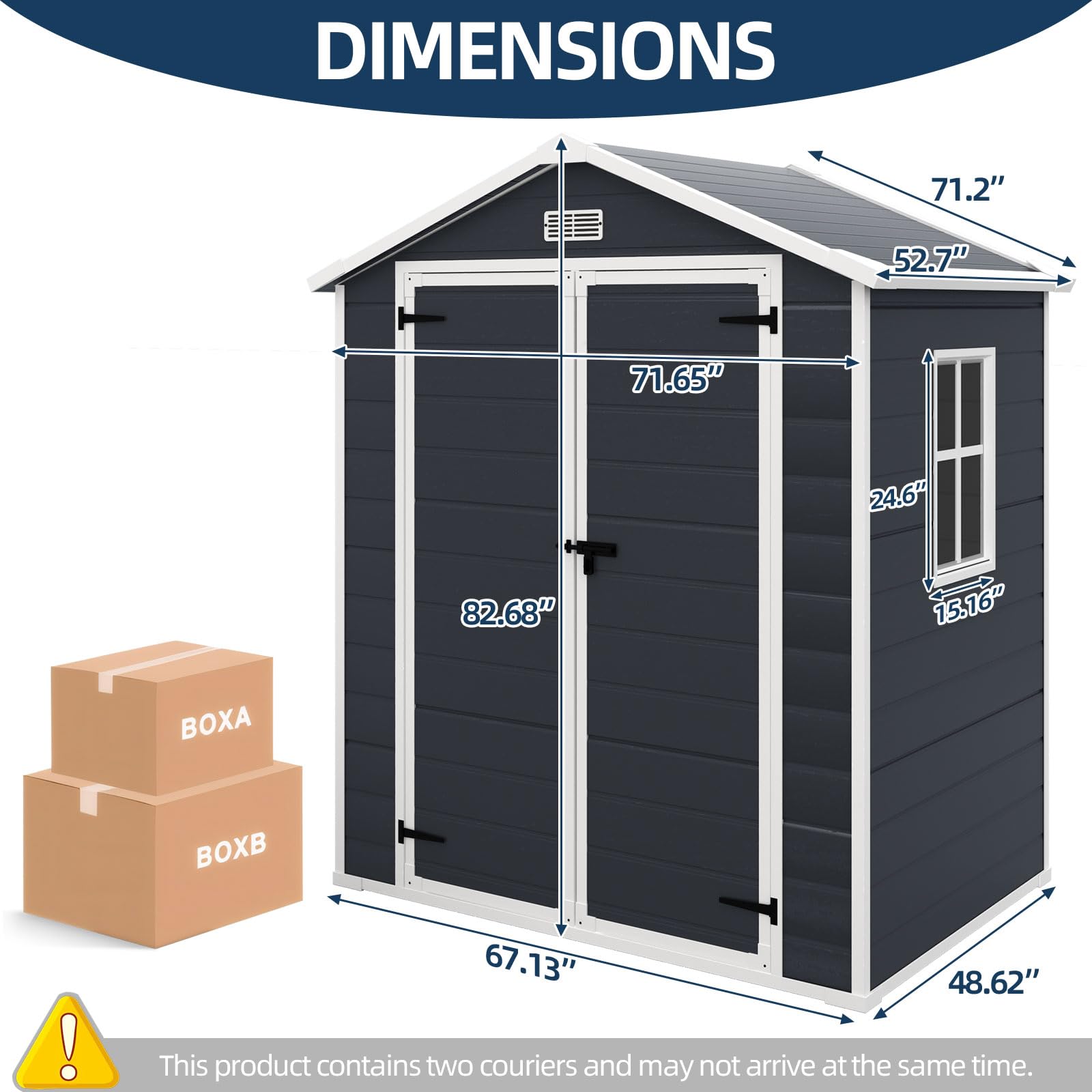 6x4.4FT Resin Outdoor Storage Shed - Waterproof Plastic Garden Shed with Floor & Lockable Doors for Patio, Yard, Lawn - Perfect for Storing Garden Tools, Pool Supplies & Outdoor Equipment (Dark Gray)
