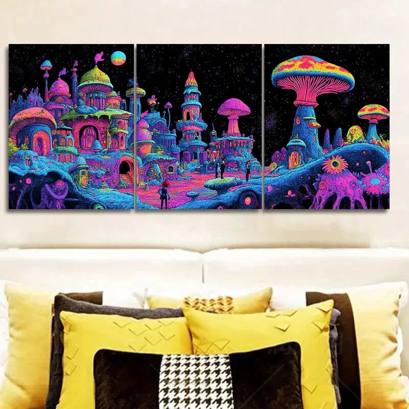 3-Piece Strange Place Wall Art Set - Framed Canvas Prints 40x60cm | High Quality Australian Made Wall Decor | Ready to Hang | Perfect for Living Room, Bedroom & Office Decor