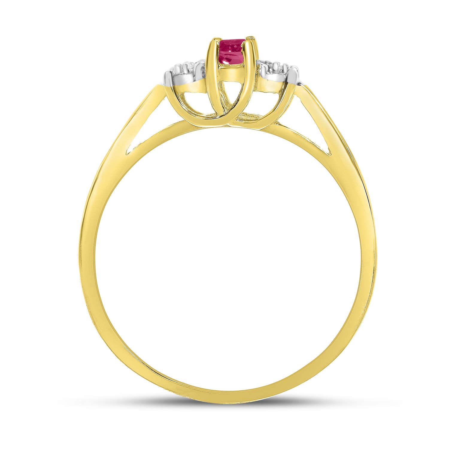 10K Yellow Gold Oval Ruby and Diamond Ring for Women - Elegant Vintage Style Engagement, Wedding, or Anniversary Jewelry Gift