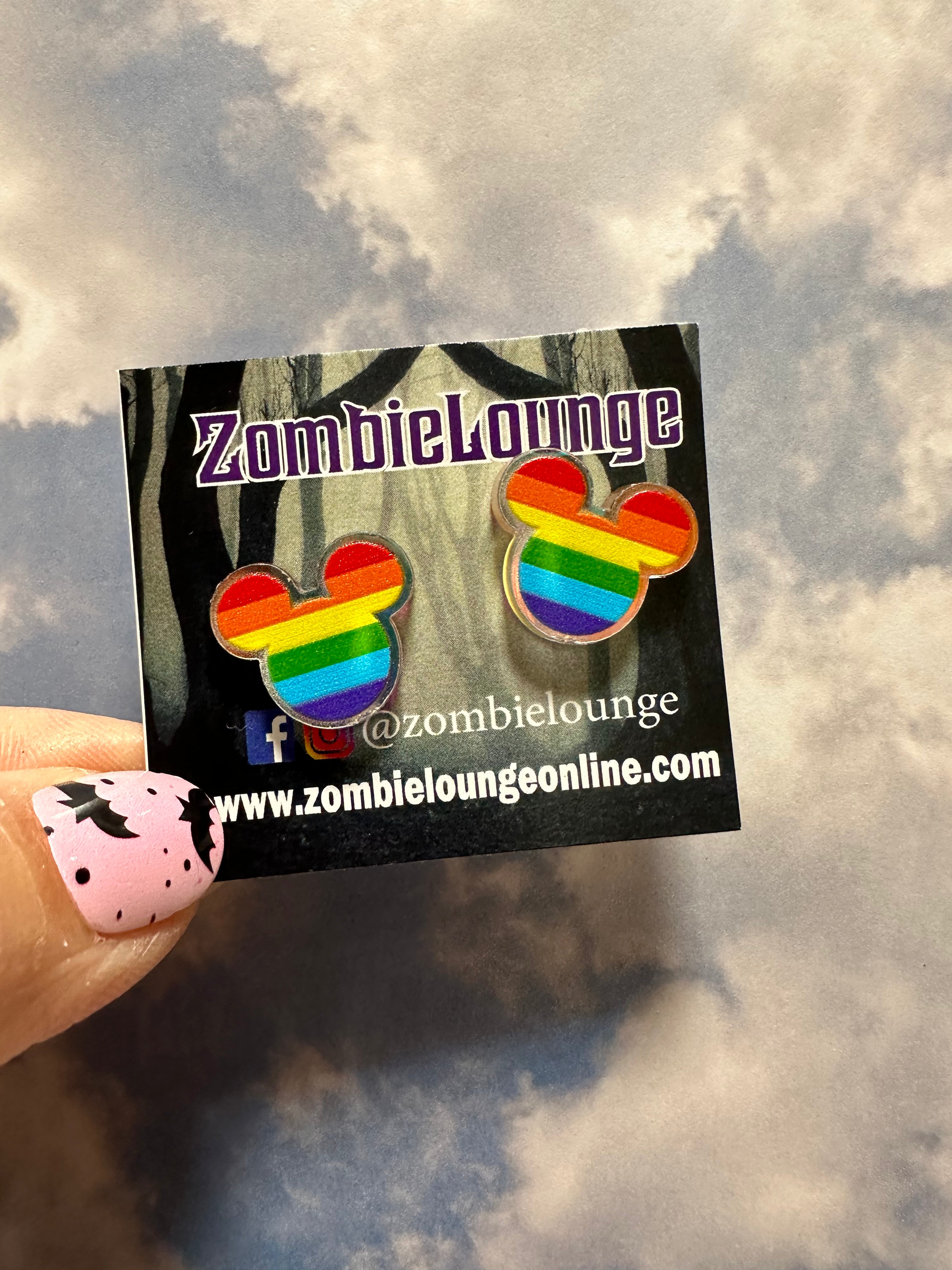 Rainbow Mouse Stud Earrings for Women - Cute Animal Jewelry for Disney Fans, Costume Parties & Everyday Wear