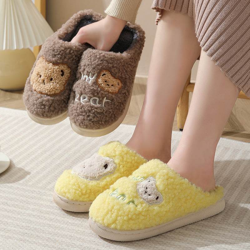 Cozy Fuzzy Plush Bear Slippers for Women & Men - Soft Warm Winter House Shoes with Non-Slip Soles - Perfect for Indoor Comfort, Lounge Wear & Gift Giving