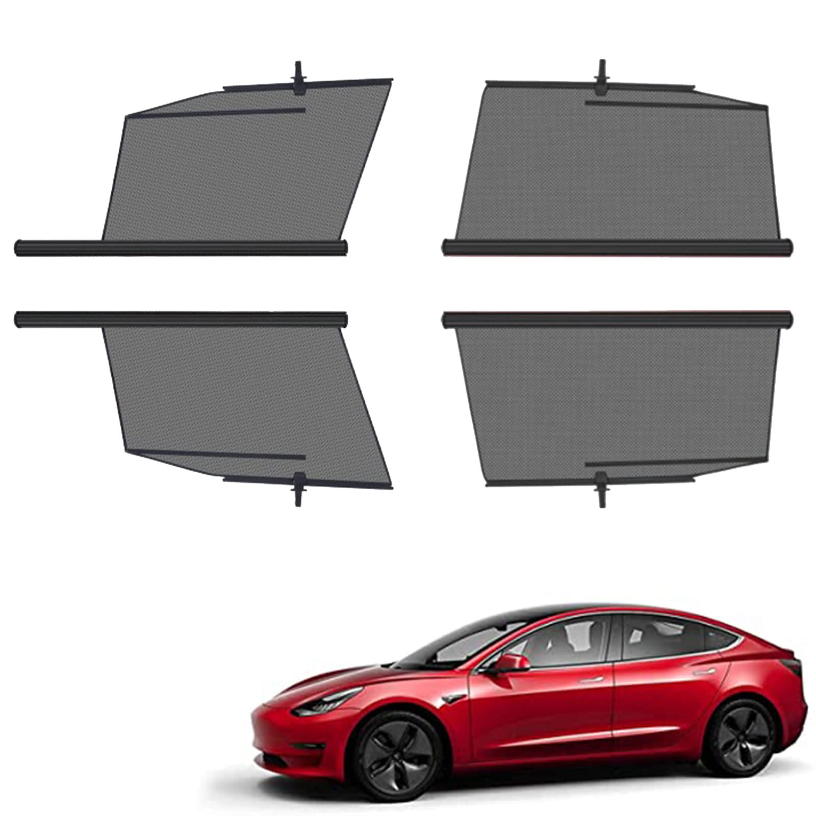 LIMUSAT 4-Pack Car Side Window Sun Shades for Tesla Model 3/S/X/Y - UV Protection Baby Sleeping Car Curtains | Heat & Glare Reduction for Road Trips & Family Travel