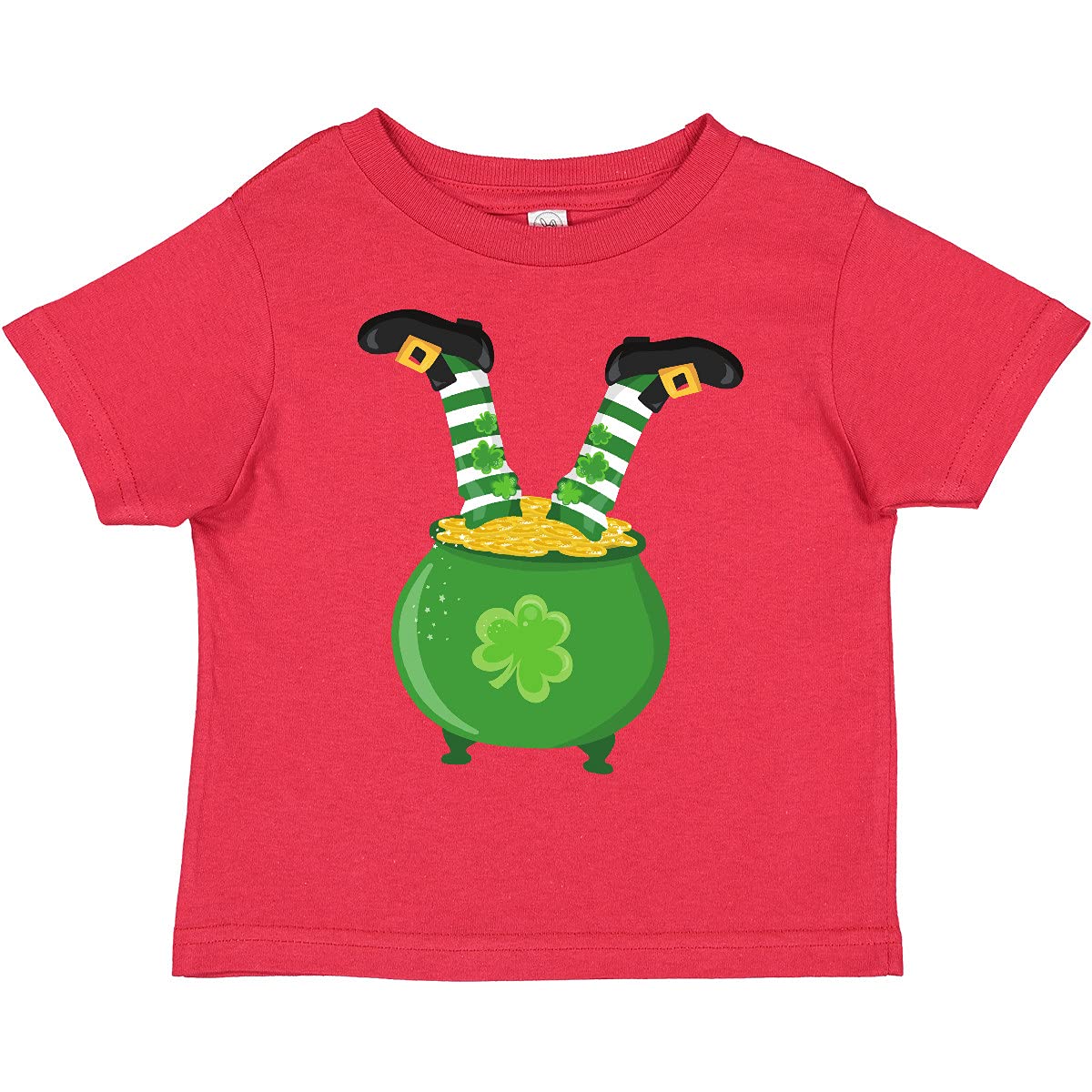 Inktastic Saint Patrick's Day Pot of Gold & Leprechaun Legs Toddler T-Shirt - Fun Irish Holiday Outfit for Kids, Perfect for St. Patrick's Day Parties & Festivals