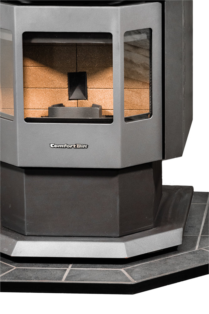 ComfortBilt Pellet Stove Corner Hearth Pad - Mill Black | Fireplace Protection for Wood Pellet Stoves | Perfect for Living Rooms, Basements & Cabins