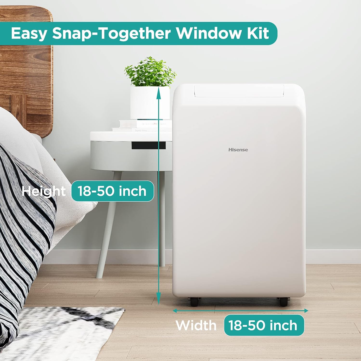 Hisense 10,500 BTU (7,000 BTU SACC) 3-in-1 Portable Air Conditioner for Rooms Up to 300 Sq Ft - Home Essentials Warranty - Perfect for Bedrooms, Living Rooms & Small Offices