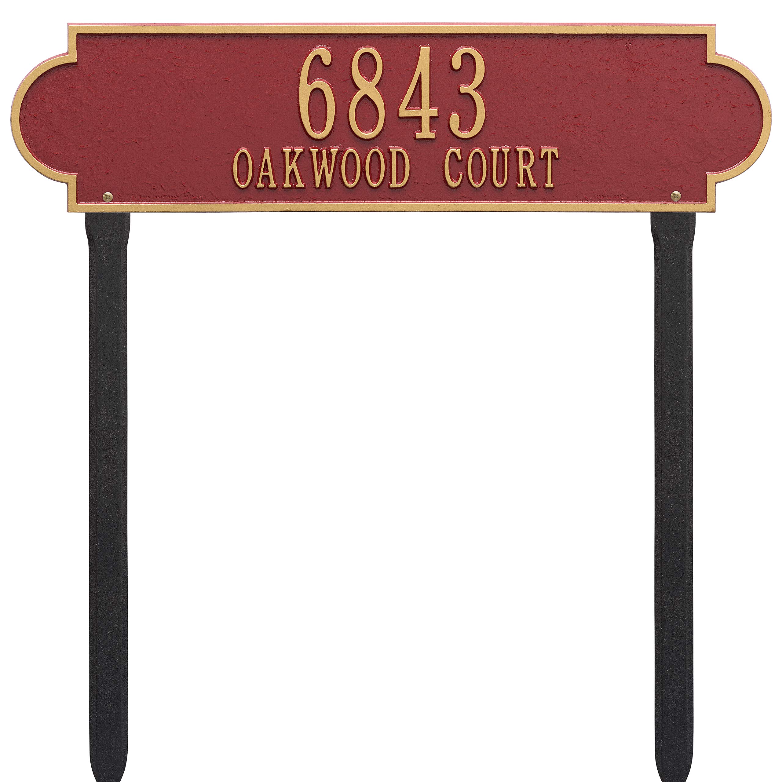 Whitehall Richmond Estate Lawn Plaque - Gold & Red Metal Yard Sign for Home Garden Decor | Perfect for Memorials, Housewarming Gifts & Property Markers