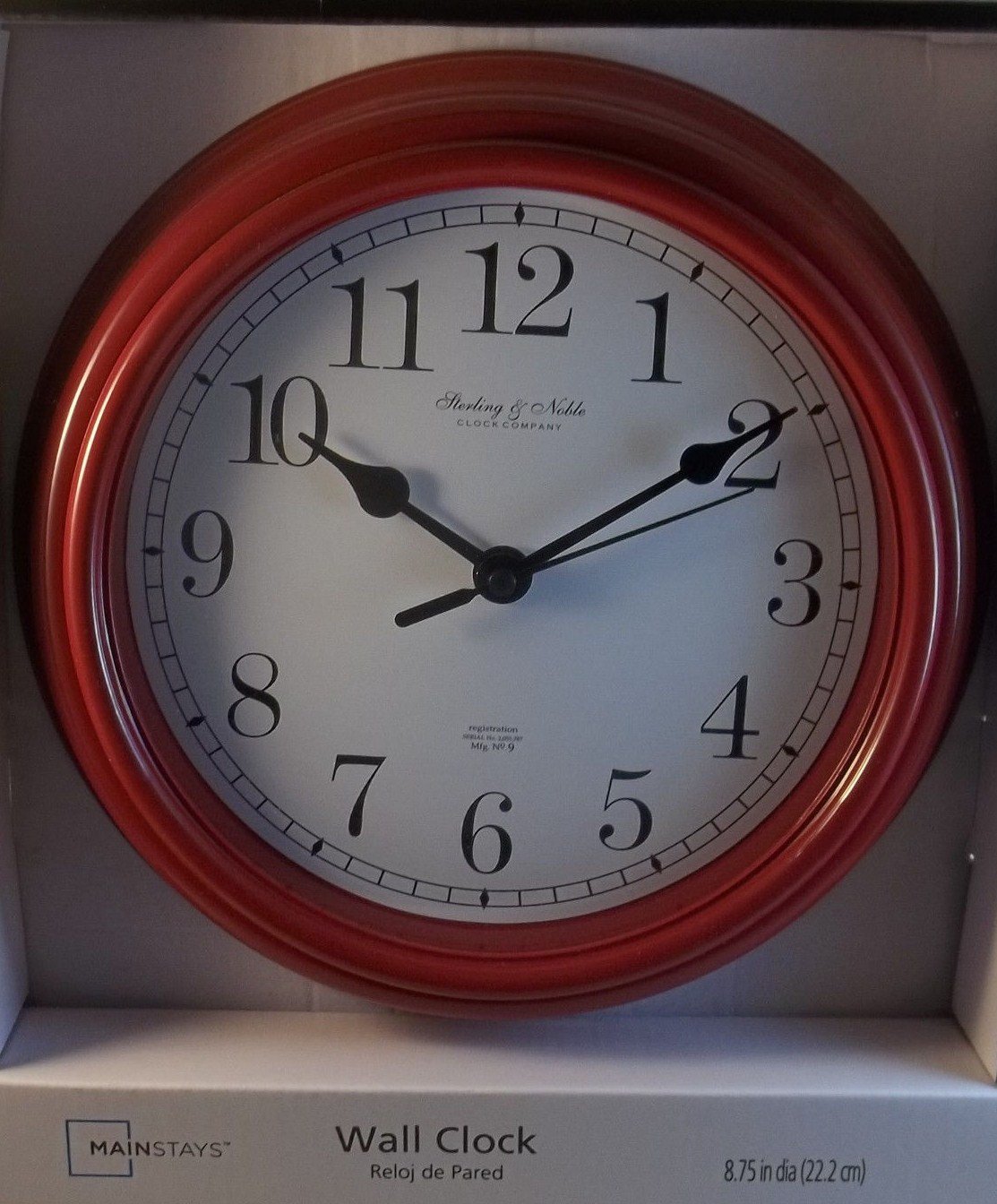 Sterling & Noble 8.75 Inch Red Wall Clock - Modern Home Office Decor, Silent Non-Ticking Battery Operated Analog Clock for Living Room, Bedroom, Kitchen