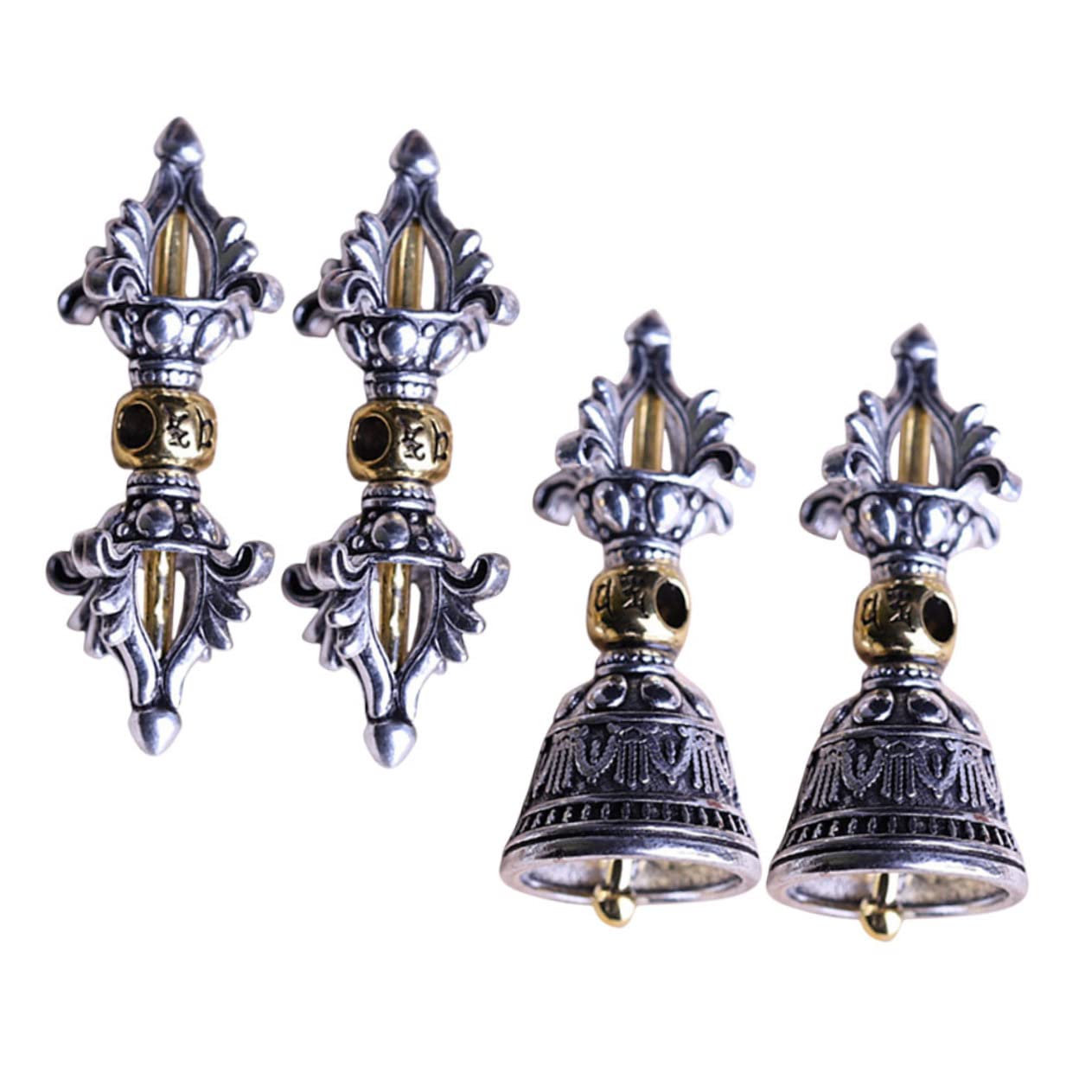 8 Pcs Buddhist Lucky Pendant Charms - Antique Metal Keychain & Jewelry Making Supplies - Wall Hanging Decor for Home, Office & Spiritual Spaces