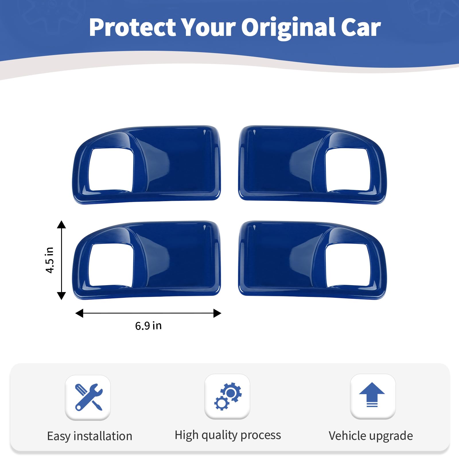 Jeep Wrangler JK JKU Inner Door Handle Cover Bowl Trim - RT-TCZ Fit 2011-2017 4DR Models | Blue Interior Accessories (4pcs) | Upgrade Your Jeep's Interior Style & Protection