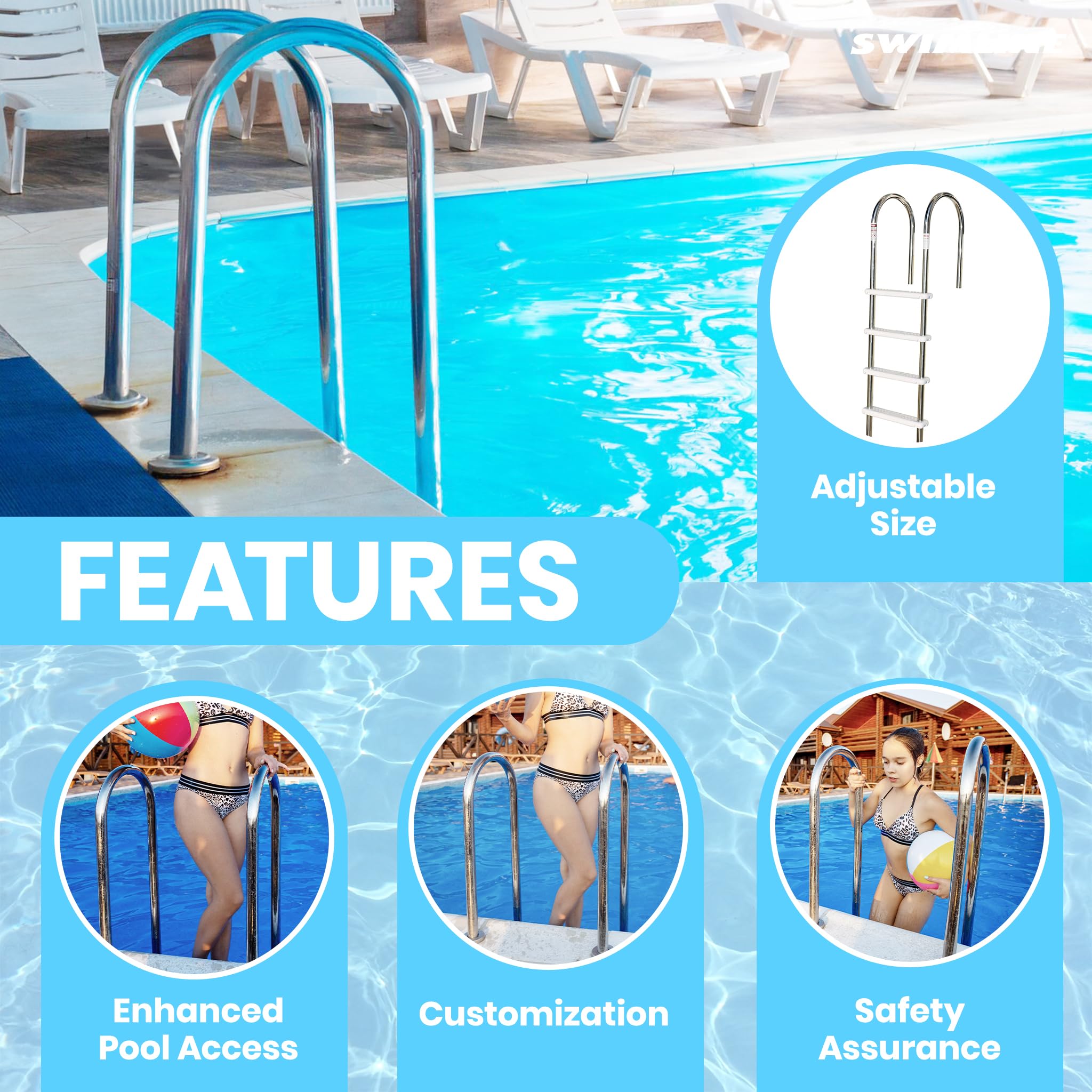 Swimline Above Ground In-Pool Ladder - Multicolor Safety Ladder for 48