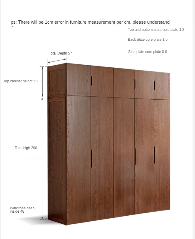 Solid Oak Wood Modern Wardrobe - Stylish & Durable Closet for Bedroom, Walk-In Closet, or Guest Room Storage