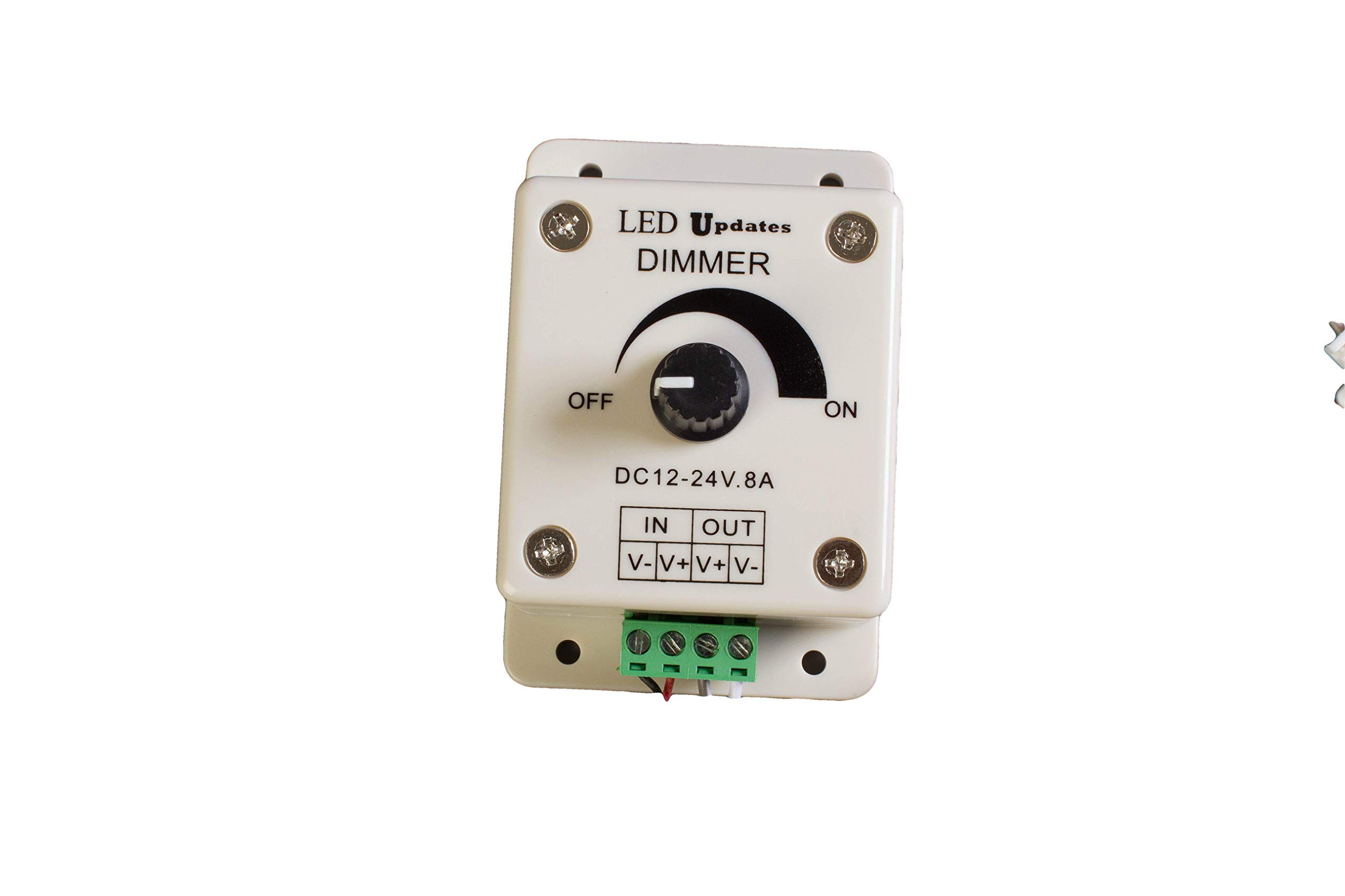 LED Light Dimmer Control with Female DC Connector Plug - Compatible with LED Strips, Modules, Under Cabinet & Makeup Mirror Lights - Works with Power Supply Drivers - Perfect for Home, Office & DIY Lighting Projects