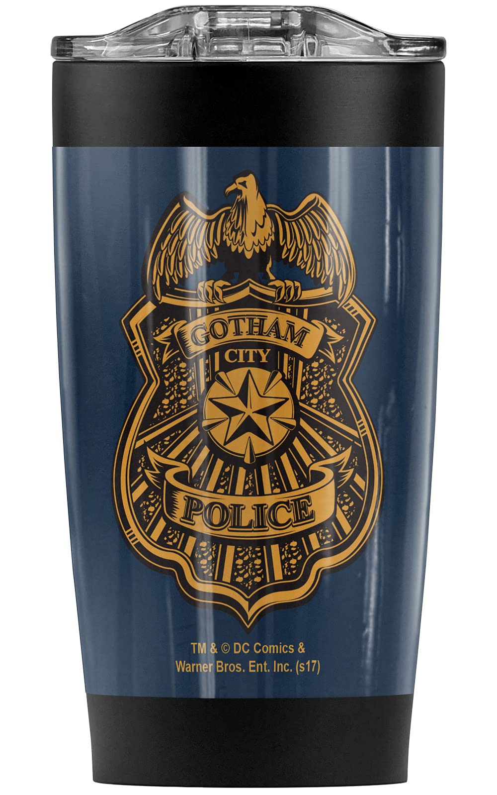 Batman: Arkham Knight Gotham Badge Stainless Steel Tumbler 20 oz - Vacuum Insulated Travel Mug with Leakproof Sliding Lid | Double Wall Coffee Cup for Hot & Cold Drinks | Perfect for Office, Gym, Camping & Commuting