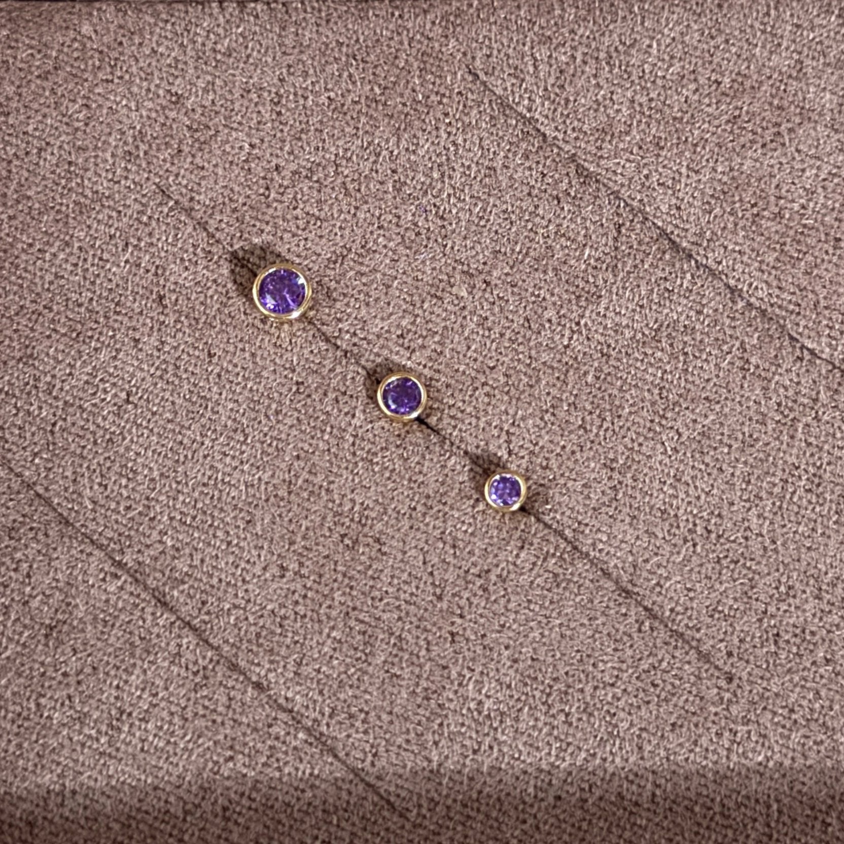 14K Yellow Gold Round Amethyst Stud Earrings - Flat Back Bezel Set Gemstone Jewelry for Women, Gift for Her, Perfect for Everyday Wear & Special Occasions