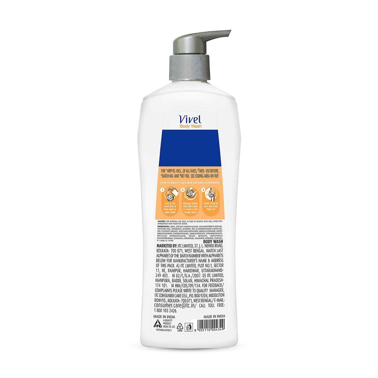 Vivel Exfoliating Body Wash with Glycerin & Honey - 400ml Refill Pouch & 500ml Pump Bottle - Hydrating Shower Gel for Glowing Skin - Unisex for Men & Women - Perfect for Daily Skincare Routine & Spa-Like Experience at Home