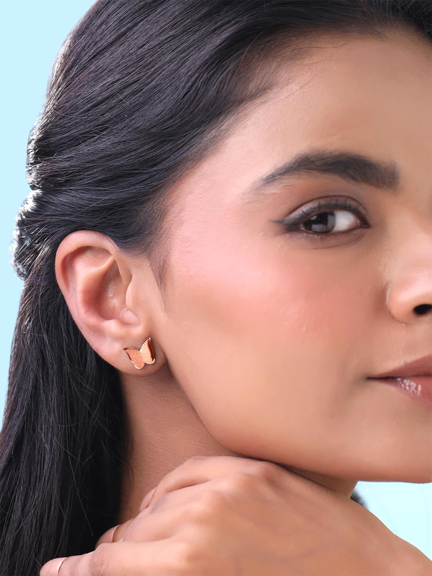 Rose Gold Plated Butterfly Stud Earrings for Women & Girls – Stainless Steel Western Style Jewelry – Perfect Birthday & Anniversary Gift for Her – Ideal for Parties, Weddings & Everyday Wear