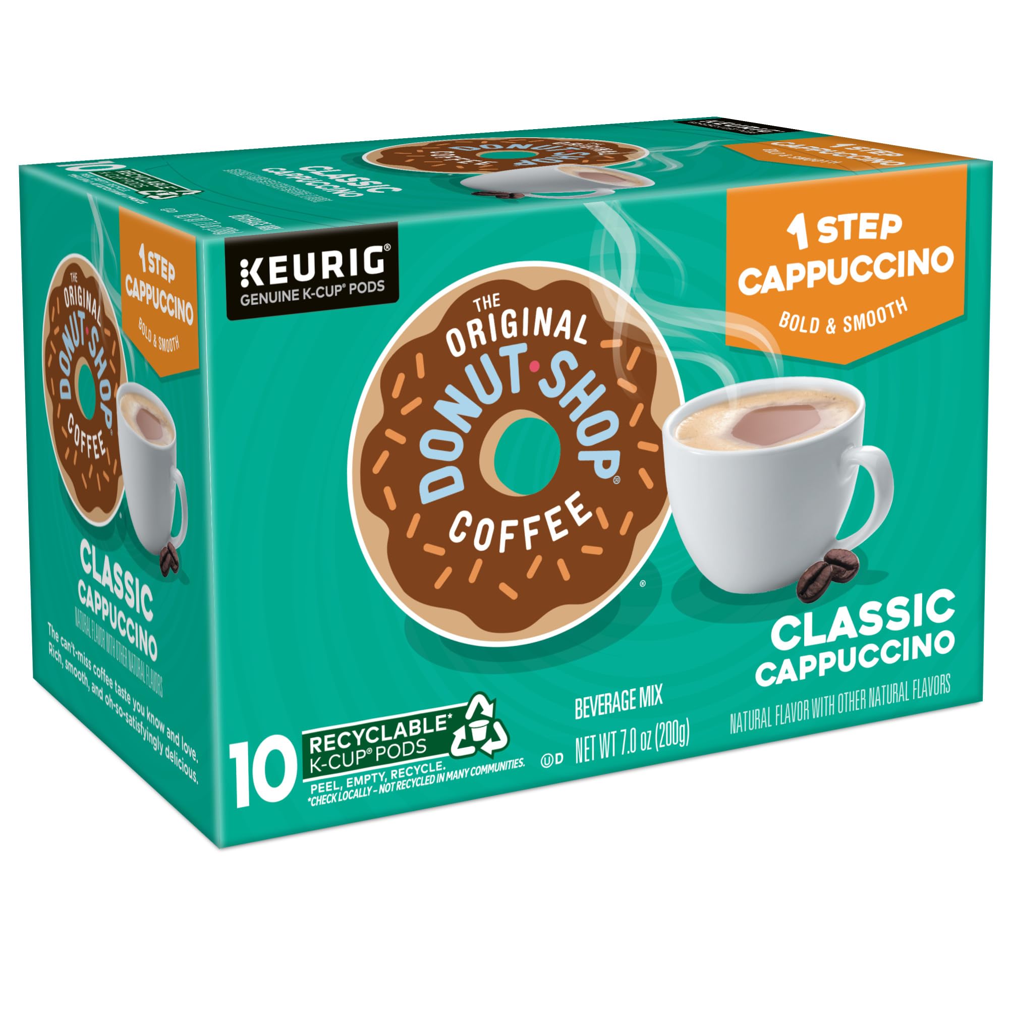 The Original Donut Shop One-Step Classic Cappuccino Keurig K-Cup Pods - 60 Count (6 Packs of 10) - Rich & Creamy Coffee for Office, Home or Breakfast - Compatible with All Keurig Single-Serve Coffee Makers