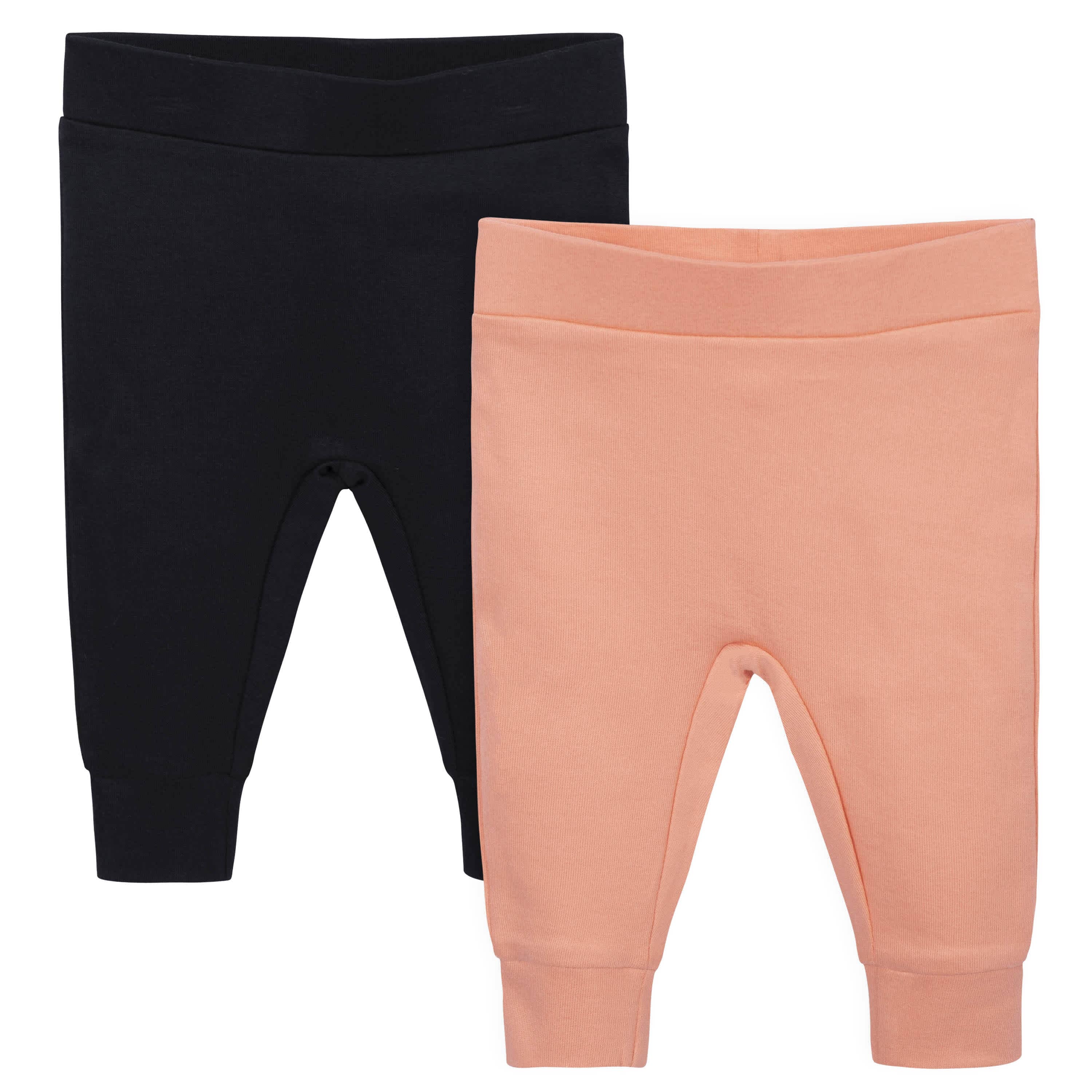 2 Pack Baby Girls Stretchy Orange & Black Pants - Soft & Comfortable Toddler Leggings for Playtime, Daycare & Family Outings