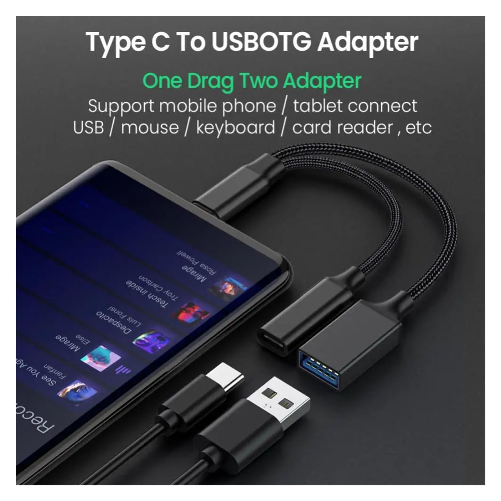 UNbit USB C OTG Adapter 2-in-1 - Dual Type C to USB Converter with PD Charging Port (Gray) - Perfect for MacBook, iPad Pro & Android Phones Travel Charging