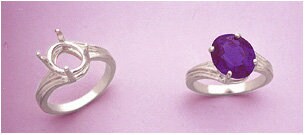 Solid Sterling Silver or 14kt Gold 11x9mm or 14x10mm Oval 4-Prong Pre-Notched Offset Blank Ring Setting - Size 7 (163530/143530) - Perfect for Engagement Rings, Wedding Bands & Jewelry Making