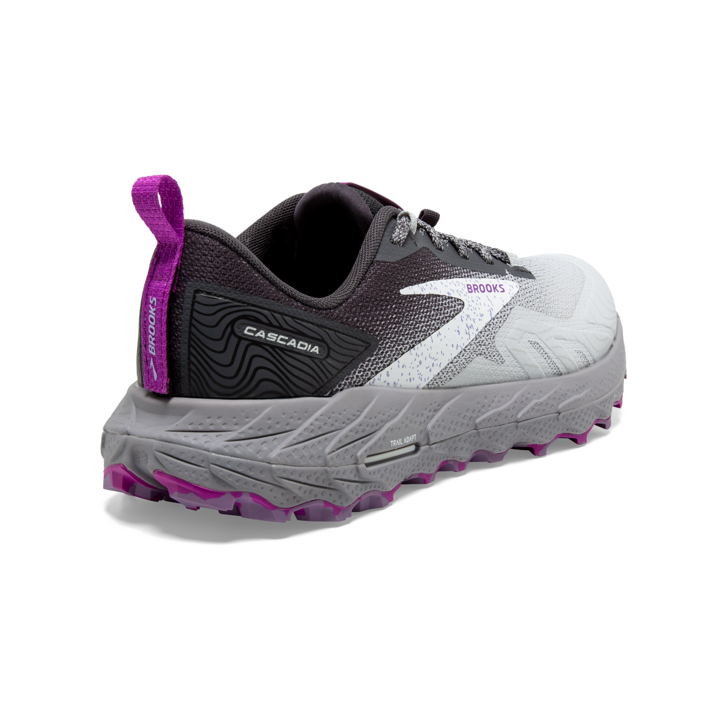 Brooks Cascadia 17 Women's Trail Running Shoes (D Width) - Oyster/Blackened Pearl/Purple | Lightweight & Durable for Hiking, Jogging & Outdoor Adventures