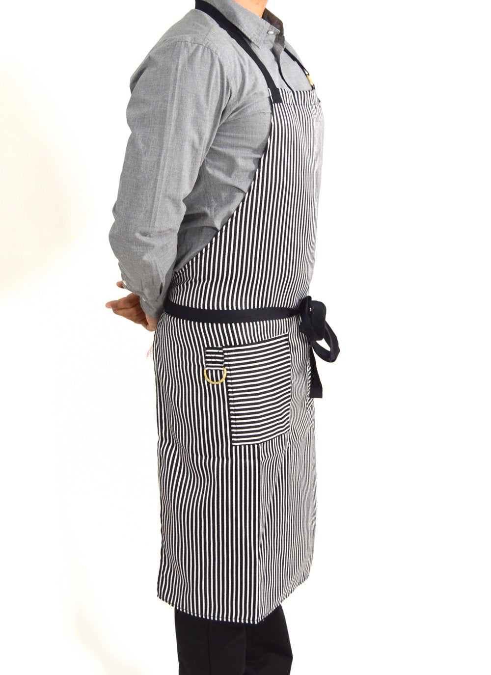 Boldric Stripes Apron - White Kitchen Apron for Cooking, Baking & Grilling - Adjustable & Durable Chef Apron for Men & Women - Perfect for Home, Restaurant & BBQ Parties