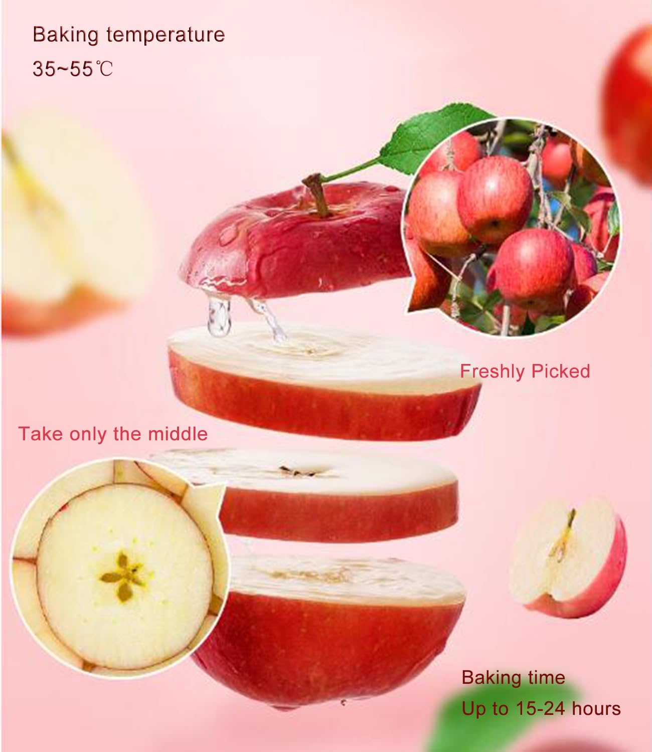 Organic Unsweetened Dried Apple Slices | Gluten-Free, No Additives | Rich in Dietary Fiber | Healthy Snack for Hiking, School & Office | Freeze-Dried Crispy Fruit (85g/3oz) | Perfect for Baking, Trail Mix & Decorations