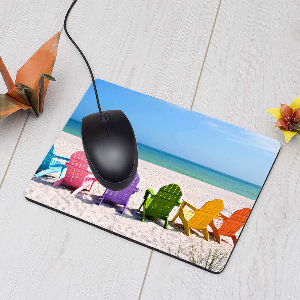 Vibrant Summer Beach Themed Gaming Mouse Pad - Non-Slip Rubber Base 9.5x7.9 Inch for Computer, Laptop & Office Desk - Perfect for Gaming Setups, Workstations & Beach-Themed Decor