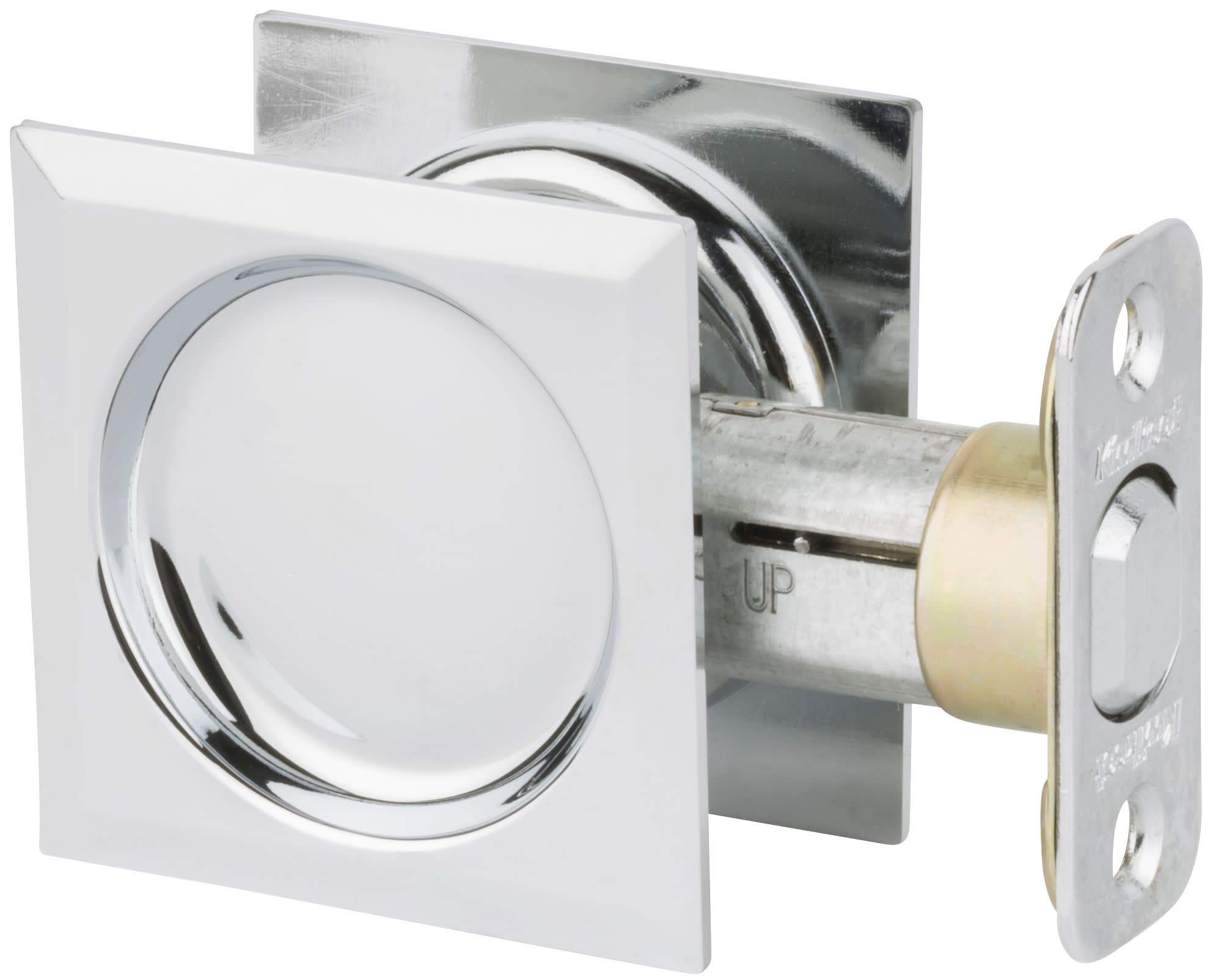 Kwikset 334SQT-26 Square Passage Pocket Door Lock - Bright Chrome Finish - Secure Sliding Door Lock for Bedroom, Closet & Bathroom Privacy
