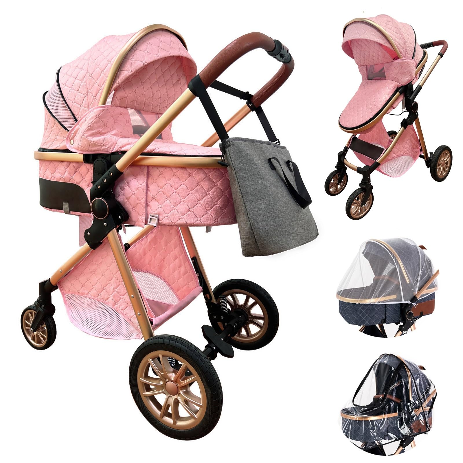 2 in 1 Portable Baby Stroller - Reversible Quick-Fold Lightweight Aluminum Frame Infant Stroller for Newborn to Toddler (Pink) | Perfect for Travel, Shopping & Outdoor Walks