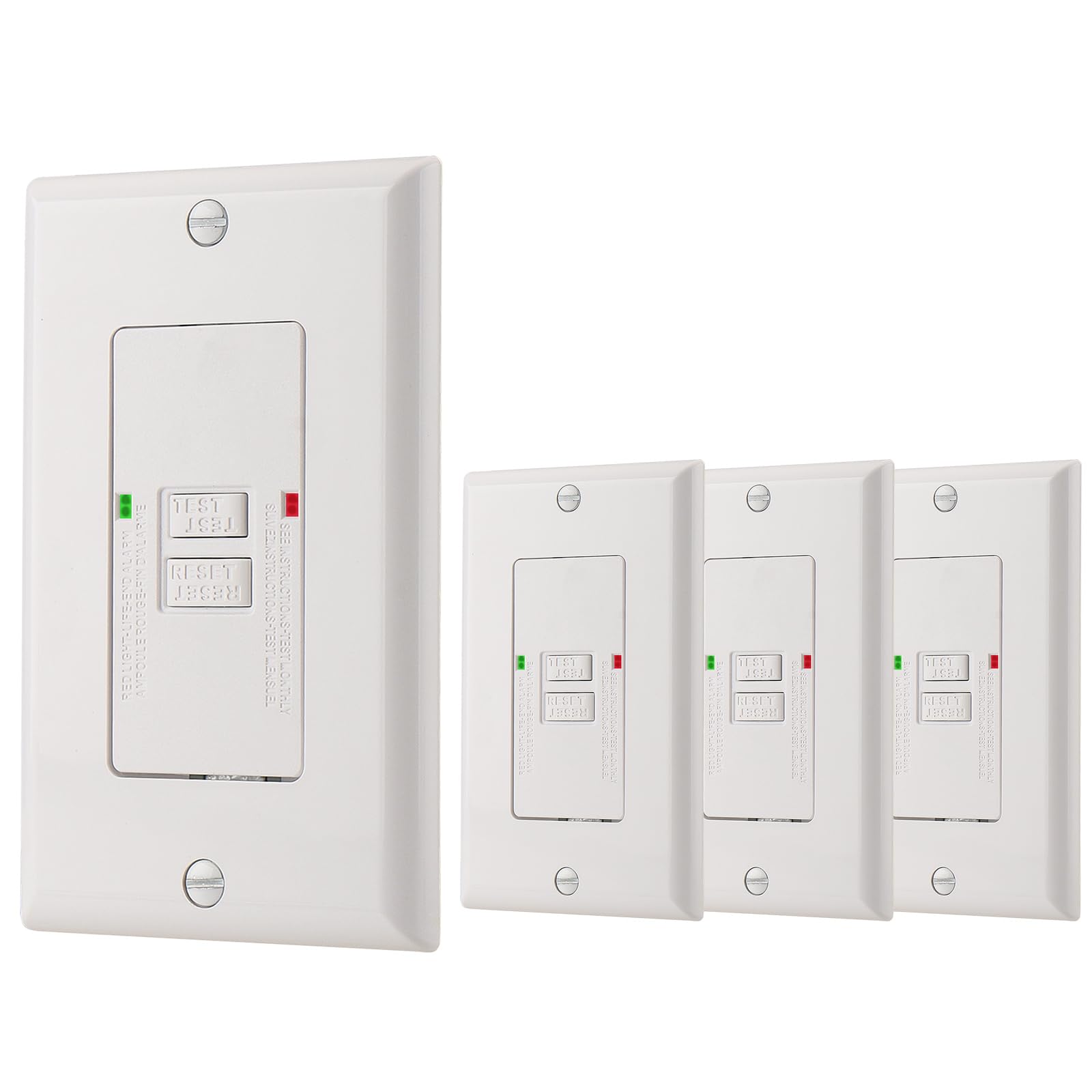 20A GFCI Outlet with Self-Test & LED Indicator - 120V, UL Listed, White (4-Pack) - Back & Side Wiring for Bathroom, Kitchen & Outdoor Safety