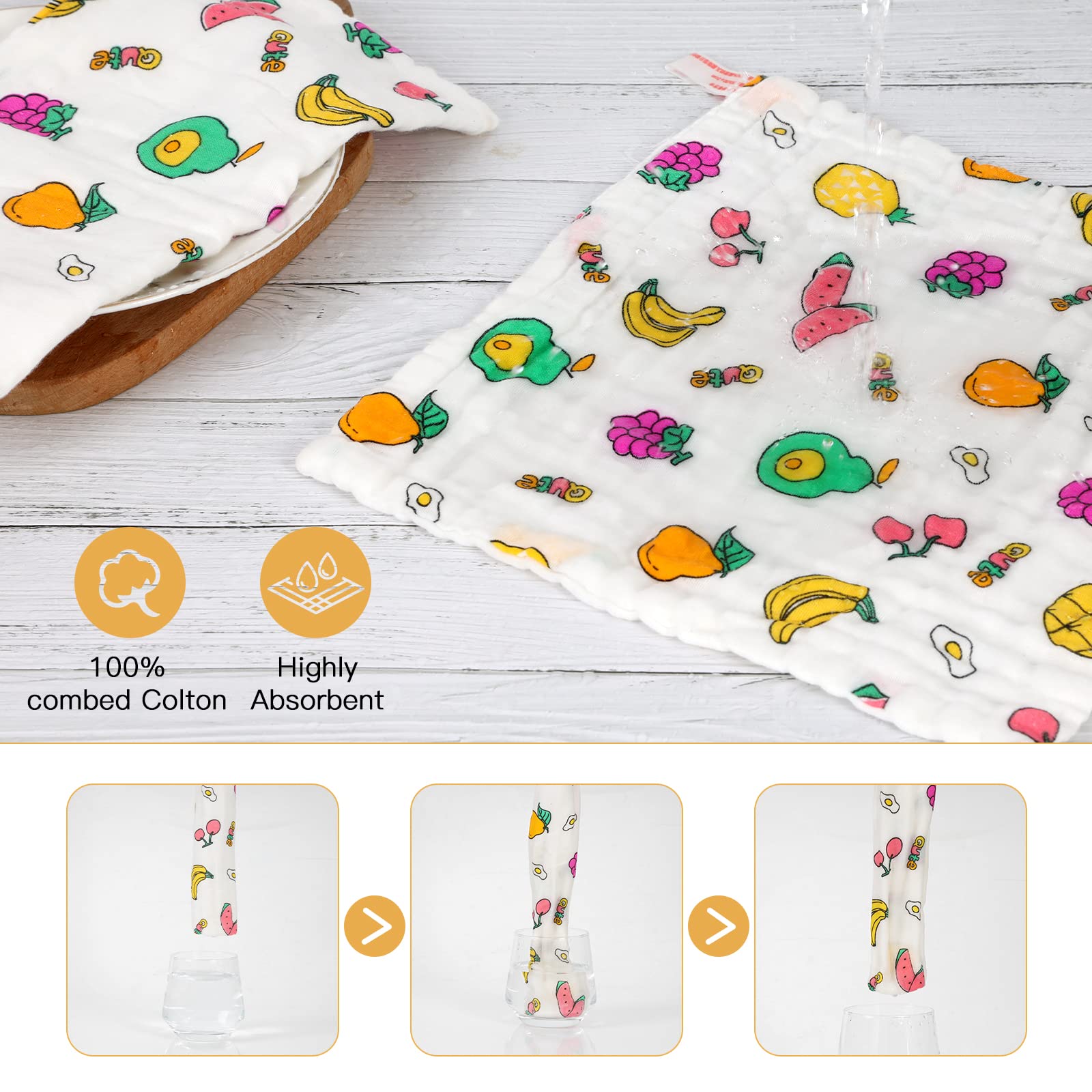 4 Pack Lemon & Cherry Kitchen Dish Towels Set - 16