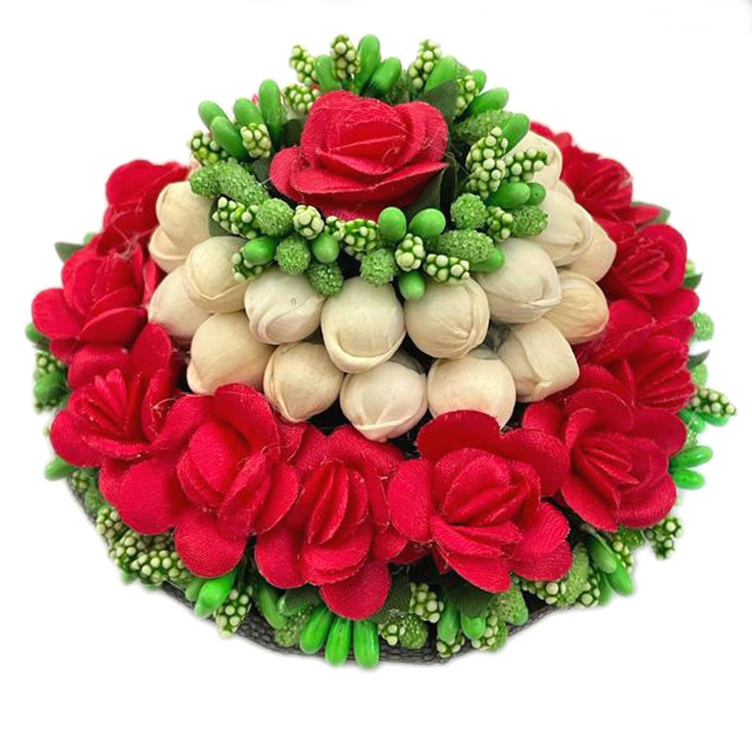 GuruEmbelish Artificial Flower Hair Bun Gajra - Bridal Hair Accessories for Women & Girls (Pack of 1) - Perfect for Weddings, Parties & Special Occasions