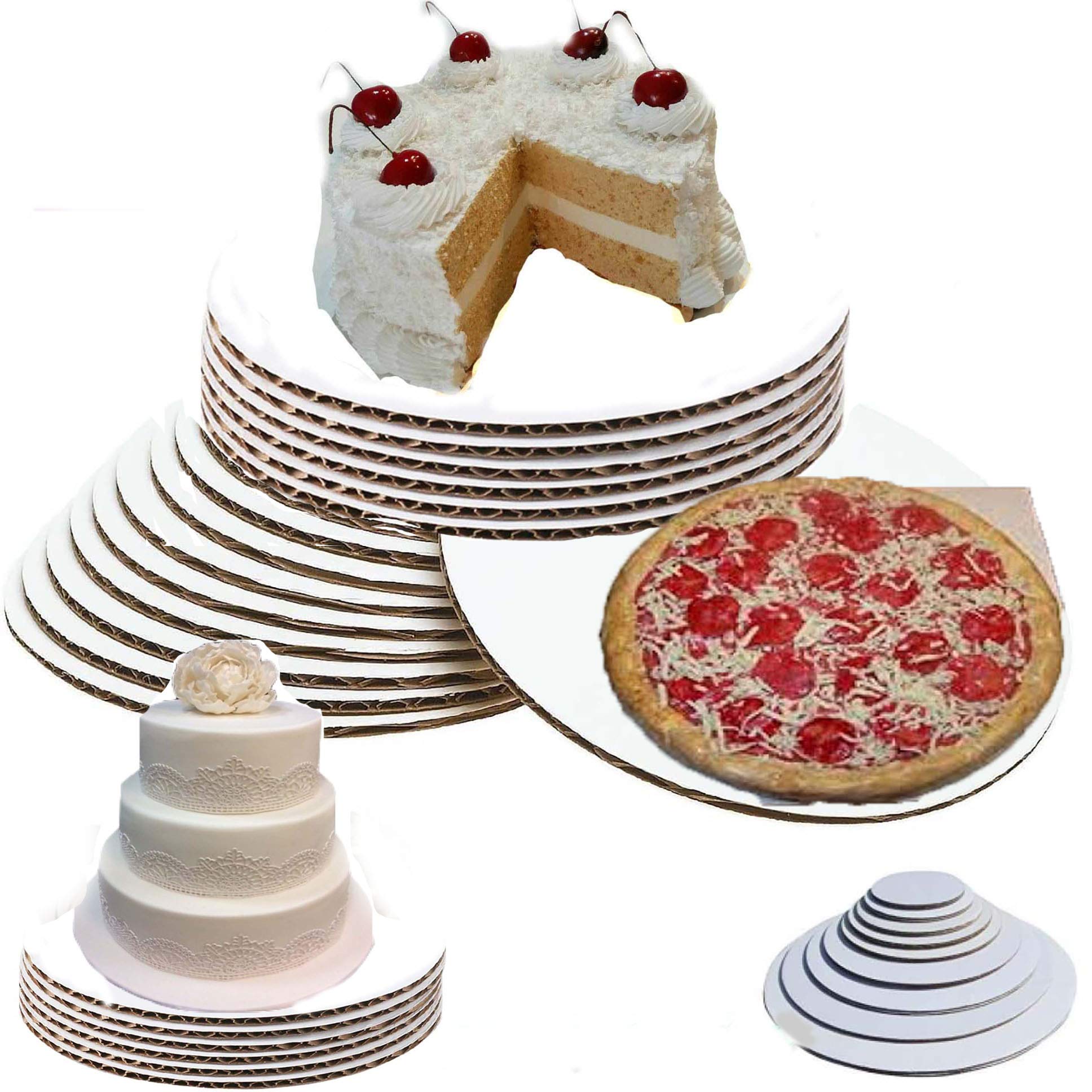 Premium White Cardboard Cake Circles - Heavy Duty Round Cake Boards Set (6