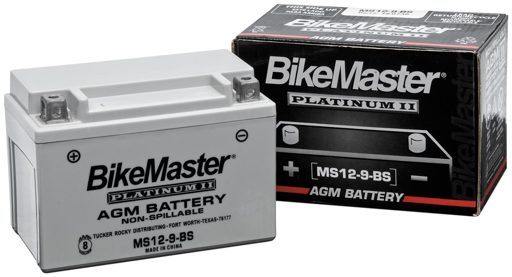 BikeMaster AGM Platinum II Battery - Universal Fit for Motorcycles, ATVs, and Powersports - Reliable Starting Power for All Weather Conditions
