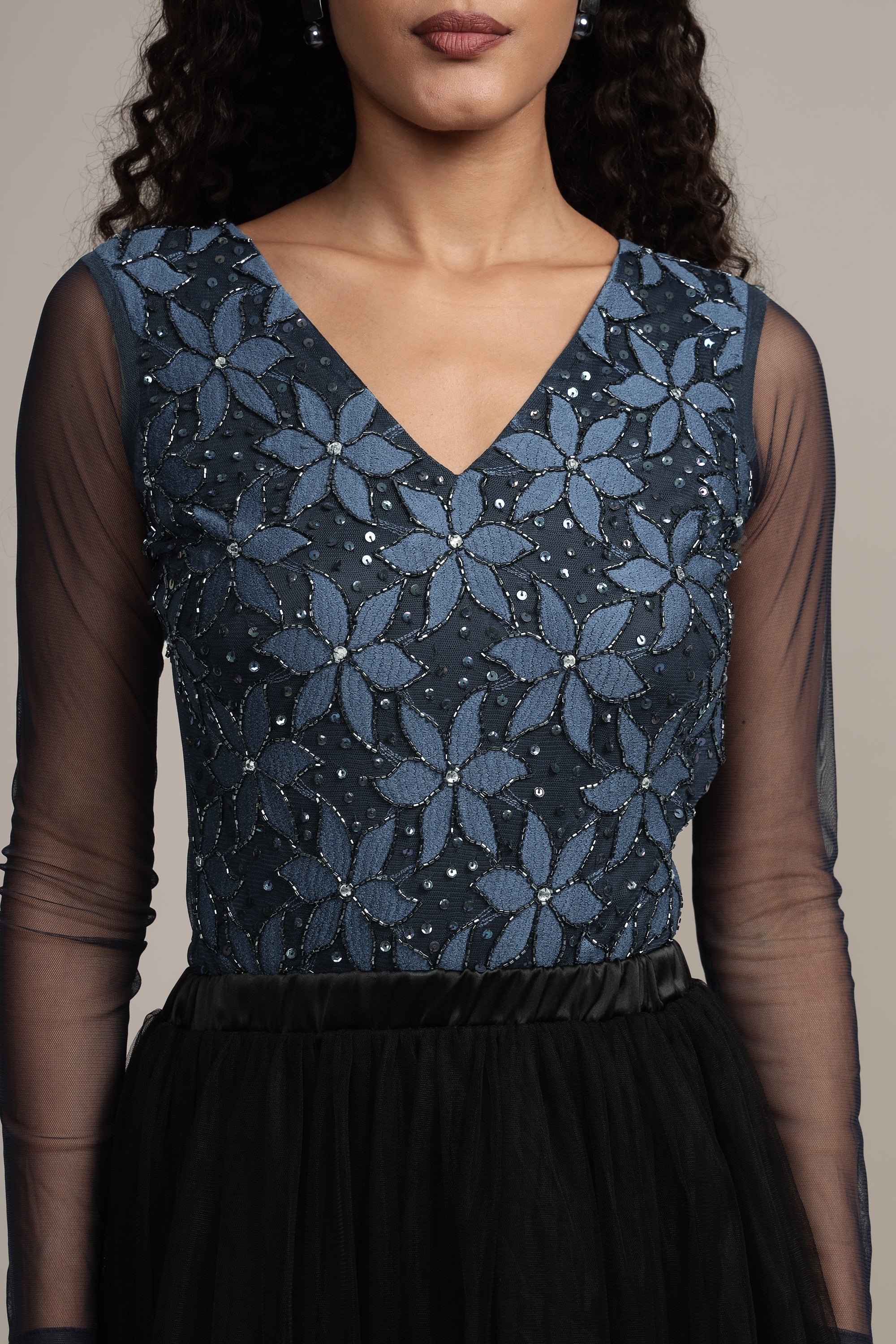Rana Beaded Bodysuit for Women - Elegant Sequin Embellished Stretchable Jumpsuit for Party, Night Out, and Special Occasions