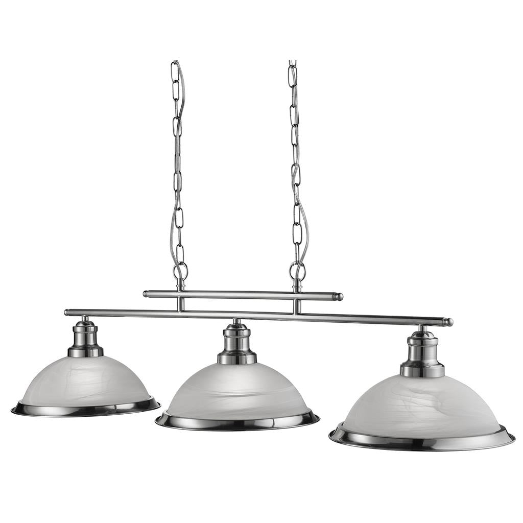 Bistro 2/3Lt Kitchen Light Fixture - Satin Silver/Antique Brass Finish - Modern Pendant Lighting for Dining Room, Island, Bar & Restaurant Decor