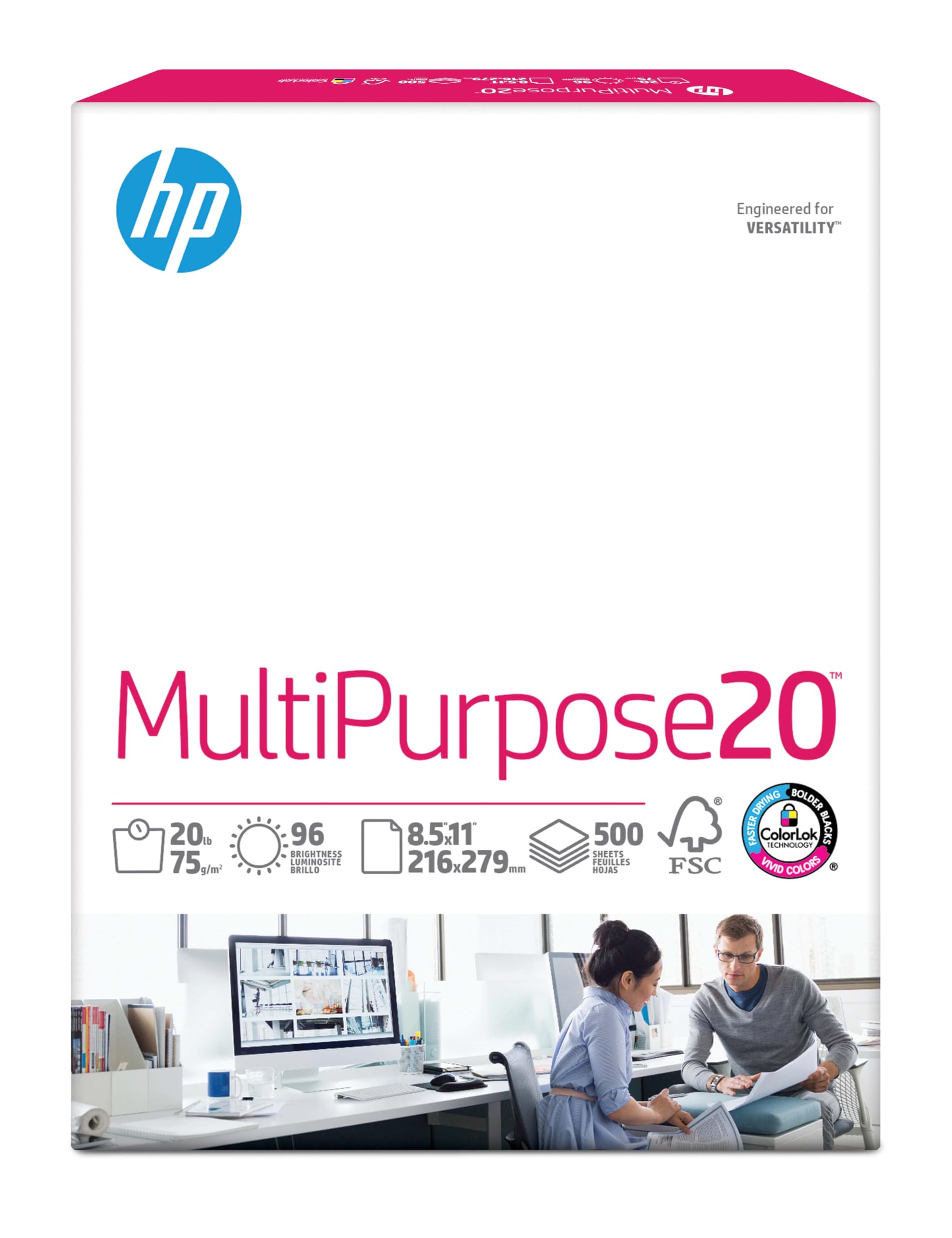 HP Printer Paper 8.5 x 11 Inches - 20 lb Multipurpose Copy Paper (1500 Sheets, 3 Ream Case) | 96 Brightness | FSC Certified | Made in USA | Ideal for Printing, Copying, Faxing & Office Use