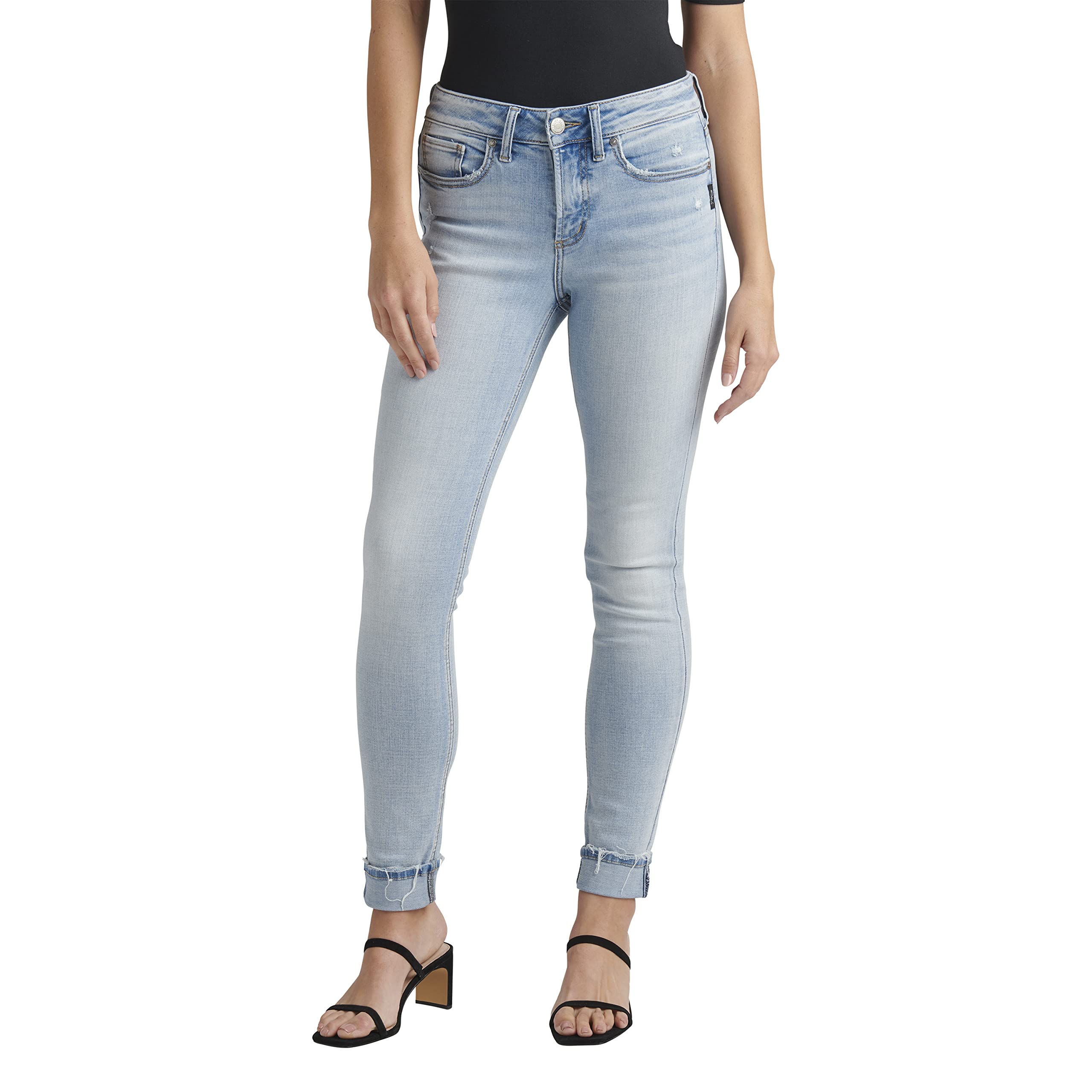 Silver Jeans Co. Women's Suki Mid Rise Skinny Jeans - Stretch Denim Pants for Casual & Work Wear | Perfect for Everyday Outfits, Office & Date Nights