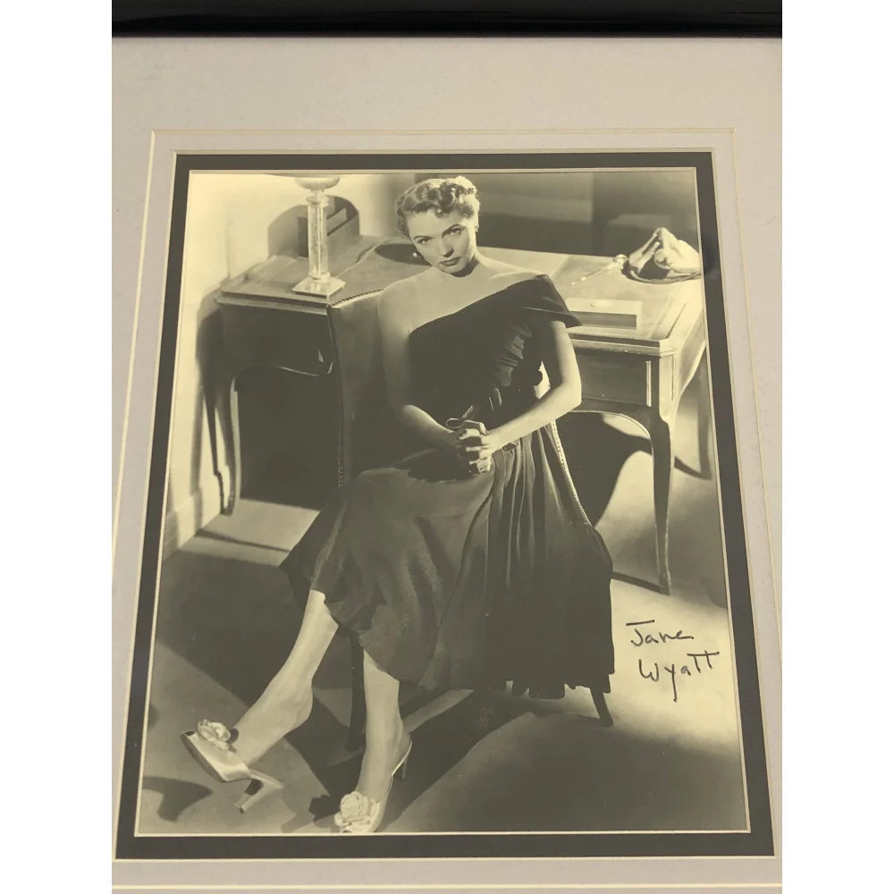 Jane Wyatt Signed 8x10 Photo with JSA COA - Framed Autograph Memorabilia from Father Knows Best TV Show - Perfect for Collectors, Fans, and Home Theater Decor