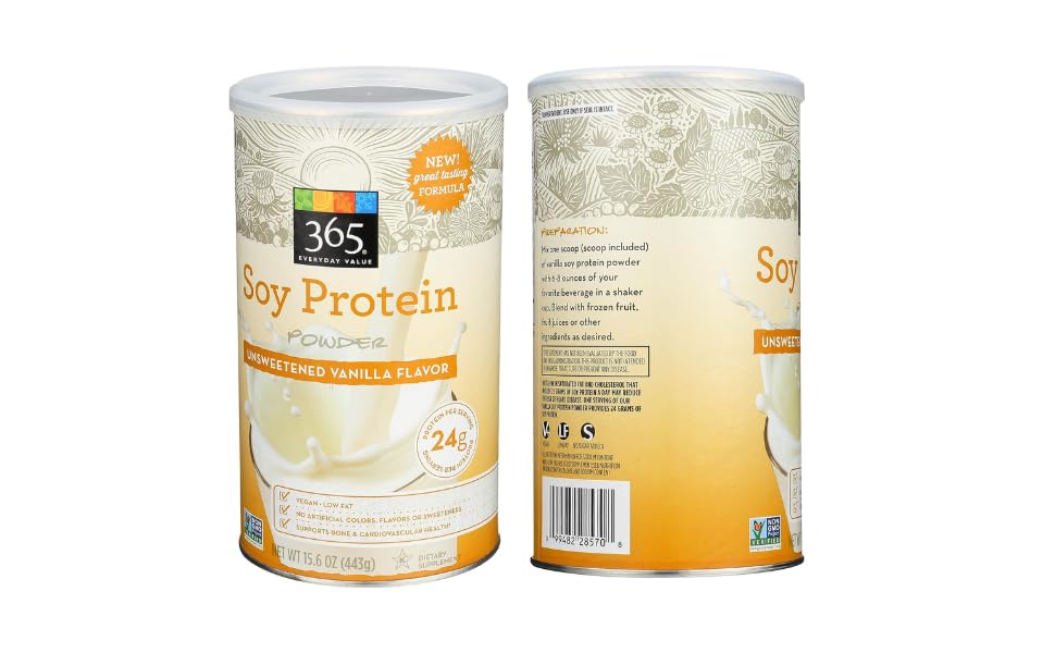 Premium Unsweetened Vanilla Soy Protein Powder - 15.63 oz (Pack of 2) | High-Quality Plant-Based Protein for Smoothies, Baking & Post-Workout Recovery | Vegan & Gluten-Free