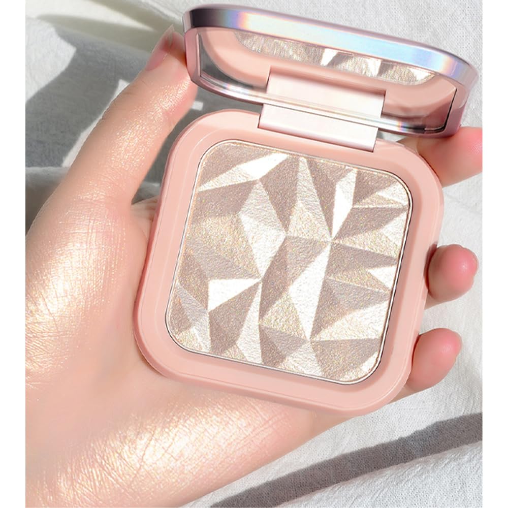 Mysense Face Highlighter Makeup Palette with Mirror & Brush - Shimmer Powder Illuminator for Natural Glow Finish | Sun Glow & Contour Highlighter | Perfect for Daily Makeup, Party & Photoshoot Looks