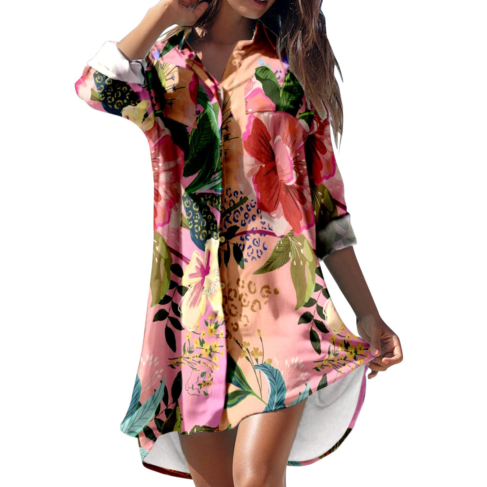Women's Floral Sundress - Casual Short Sleeve Summer Dress with Striped Print, Beach Cover Up, Spring to Summer Fashion for Outdoor Parties, Vacations & Picnics
