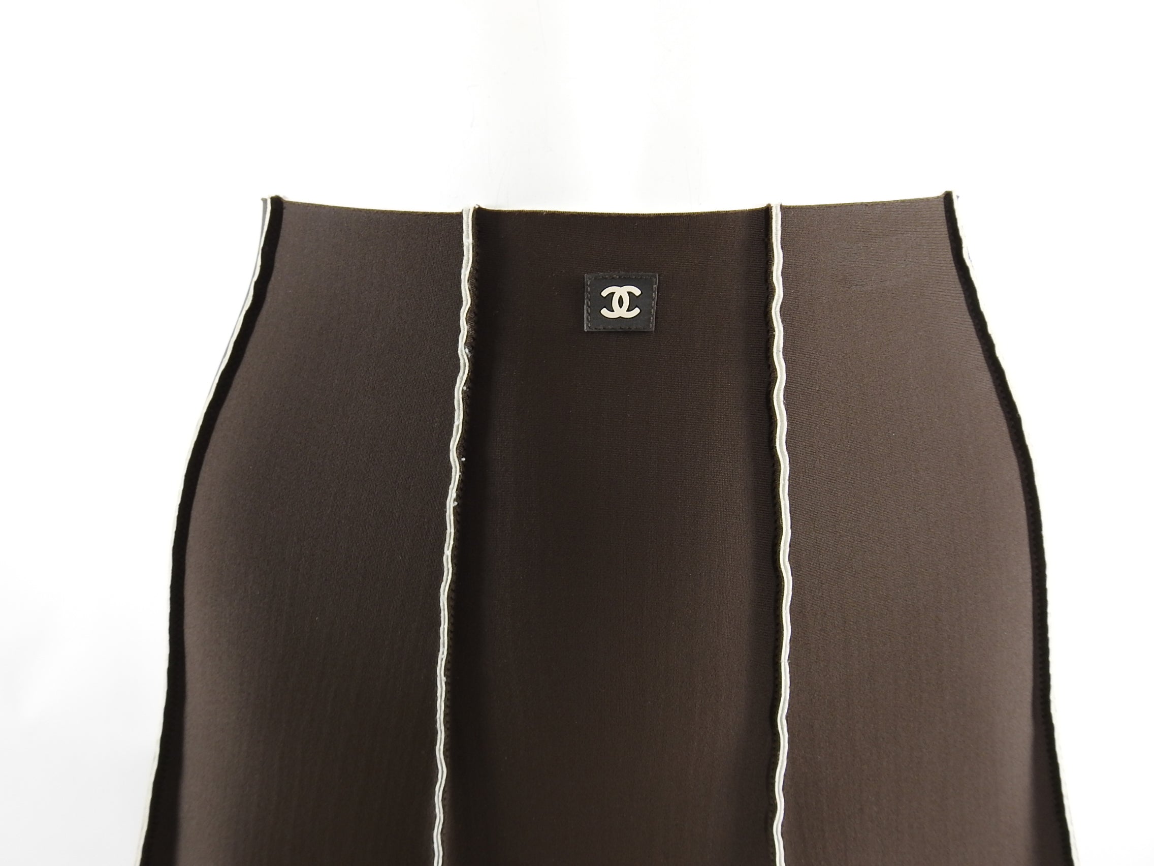 Vintage Chanel 1997 Brown Neoprene Skirt & Bag Set | Luxury Designer Outfit for Women | Perfect for Parties, Date Nights & Fashion Events