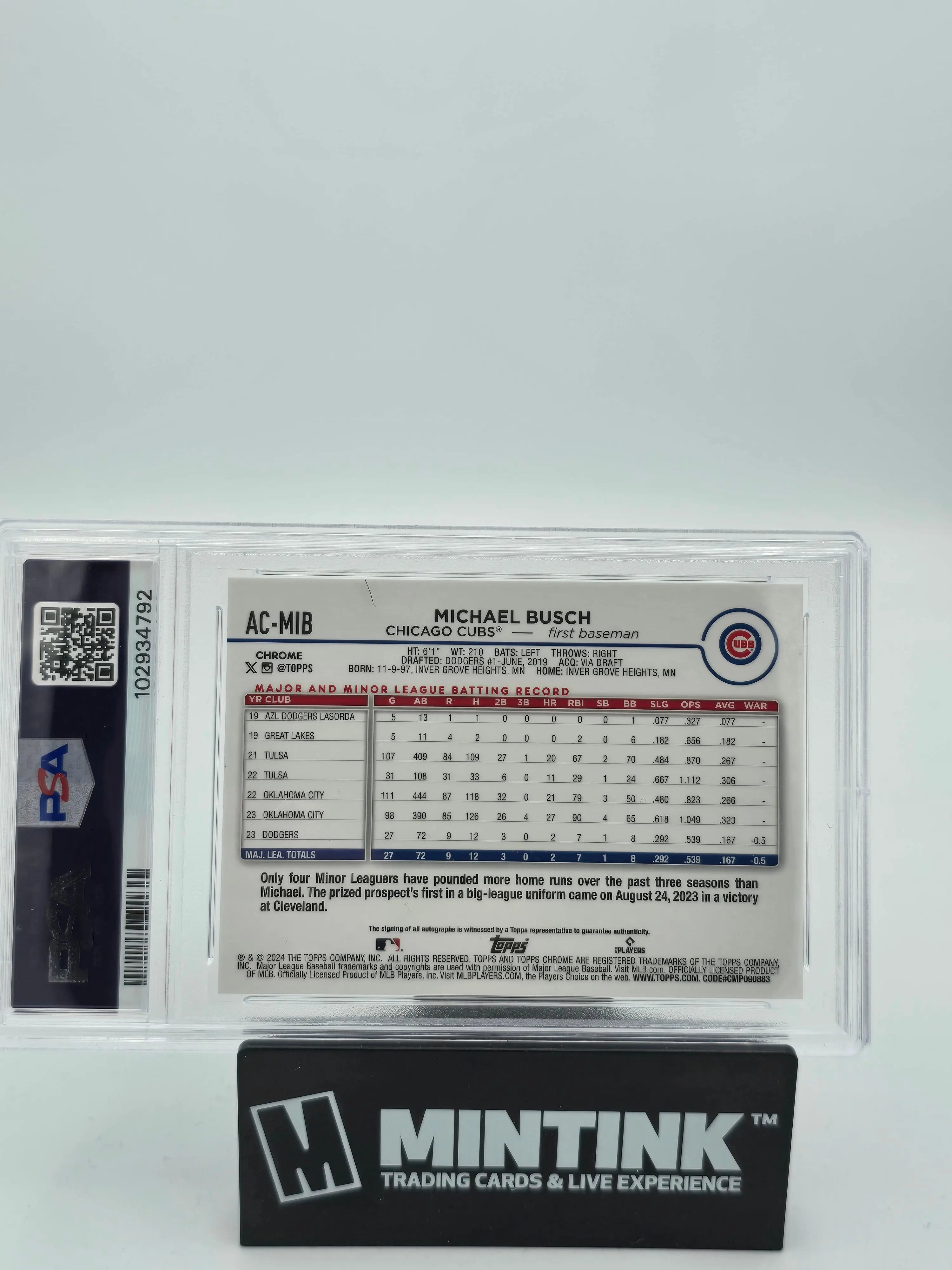 2024 Topps Chrome Update Baseball Michael Busch Gold Refractor Auto PSA 8 /50 - Rare Collectible Trading Card for Baseball Fans and Sports Memorabilia Collectors - Perfect for Display, Investment, and Gifting
