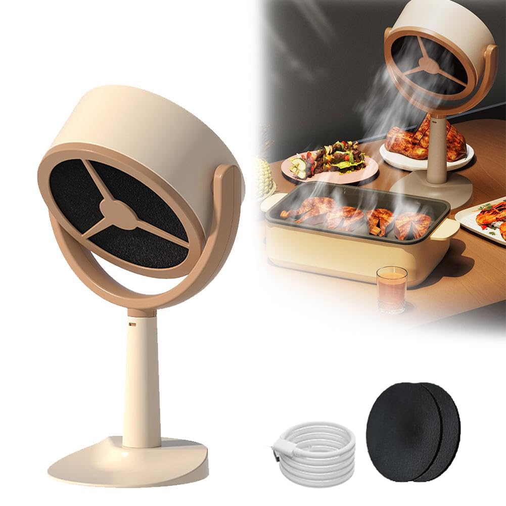 Portable Range Hood with 2 Replaceable Carbon Filters - Rechargeable Indoor Smoke Purifier for BBQ, Hot Pot, RV & Home Kitchen | Compact & Powerful for Small Spaces & Camping