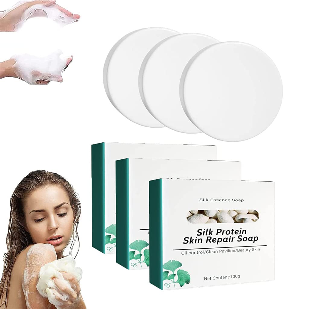 SkinFerm Collagen Milk Whitening Soap with Silk Protein - Skin Repair, Exfoliating & Brightening Bar for Face & Body (3 Pack) - Perfect for Daily Skincare Routine & Glowing Complexion