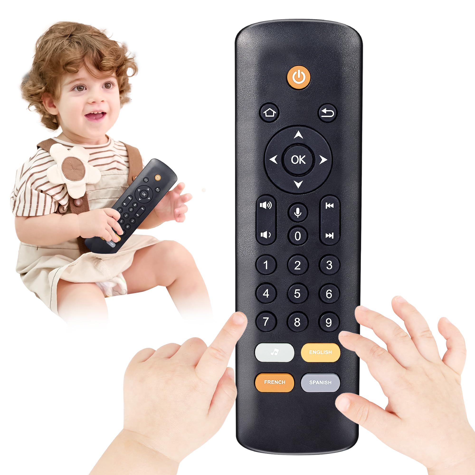 Baby TV Remote Toy with Lights & Sounds - Multilingual Learning Toy for Toddlers 1-2 Years, Great Gift for Boys & Girls - Play at Home