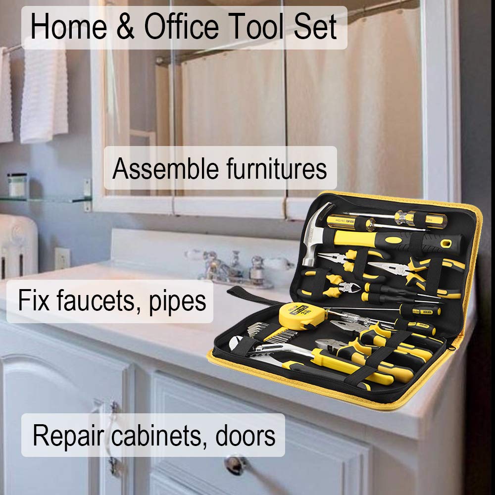 DOWELL 24-Piece Homeowner Tool Set - Complete Home Repair Hand Tool Kit with Durable Portable Tool Bag | Perfect for DIY Projects, Household Repairs & Emergency Fixes