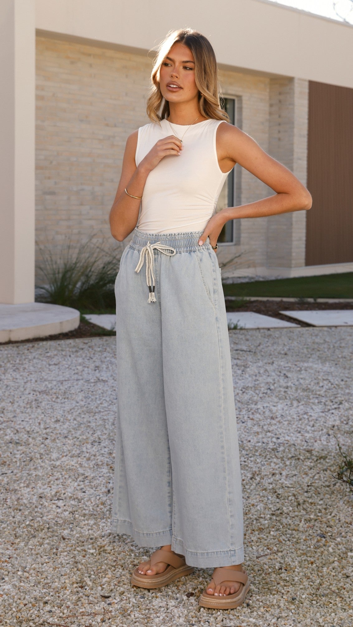 Josephine Pants - Light Blue Denim Jeans for Women | High Waisted Stretch Comfort | Casual & Office Wear | Perfect for Everyday Outfits & Work Attire